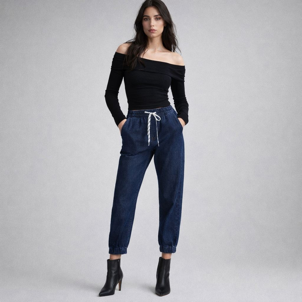 Vince Cropped Pull On Jeans Drawstring Waist Dark Wash Sz M